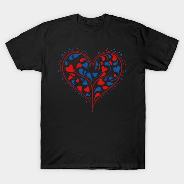 Hearts Pattern Valentines Day Cute Love V-Day Pajama T-Shirt by Neldy